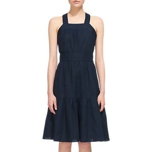 Whistles Cross Back Linen Dress Navy